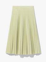 Flat image of Faux Leather Pleated Midi Skirt in green tea