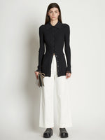Front full length image of model wearing Cotton Twill Culottes in OFF WHITE