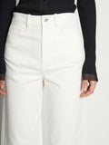 Detail image of model wearing Cotton Twill Culottes in OFF WHITE