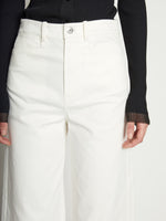 Detail image of model wearing Cotton Twill Culottes in OFF WHITE