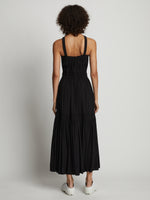 Back full length image of model wearing High Neck Dress in BLACK