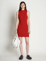 Front full length image of model wearing Sleeveless Cashfeel Mini Dress in VERMILLION