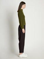 Side full length image of model wearing Drapey Suiting Pocket Pants in BLACK
