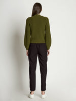 Back full length image of model wearing Drapey Suiting Pocket Pants in BLACK