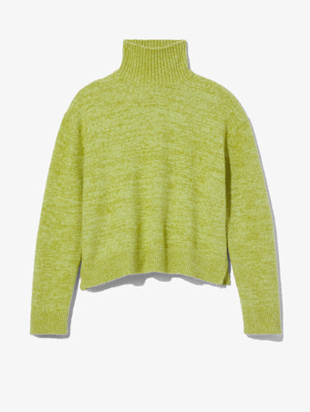 Still Life image of Fluffy Knit Turtleneck Sweater in AVOCADO/HONEYDEW