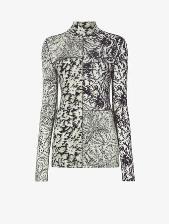 Still Life image of Mixed Floral Jersey Top in PEARL/BLACK