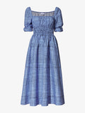 Still Life image of Grid Poplin Square Neck Dress in PERIWINKLE/BLACK