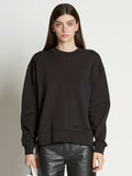Front cropped image of model wearing Long Sleeve Sweatshirt in BLACK