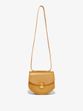 Front image of Mini Round Dia in CARAMEL with strap extended