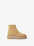 Side image of Suede Lug Sole Platform Boots in Cream