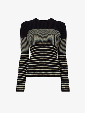 Still Life image of Boucle Mini Stripe Sweater in BLACK MULTI