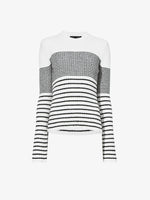 Still Life image of Boucle Mini Stripe Sweater in OFF WHITE MULTI