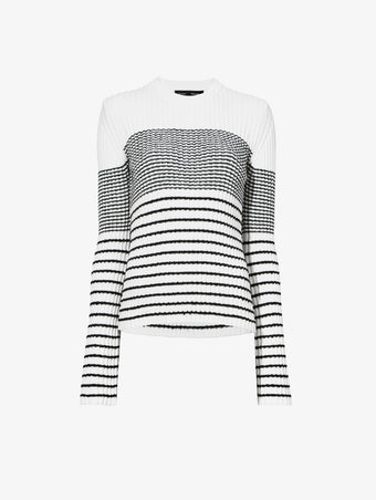 Still Life image of Boucle Mini Stripe Sweater in OFF WHITE MULTI