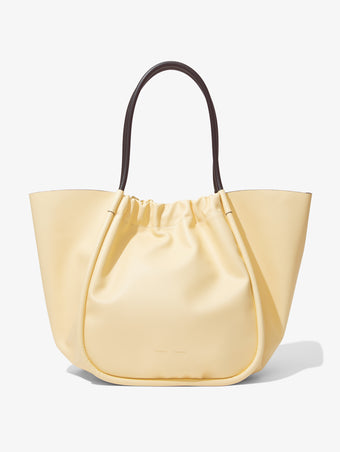 Front image of XL Ruched Tote in PALE YELLOW