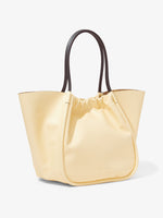 3/4 image of XL Ruched Tote in PALE YELLOW