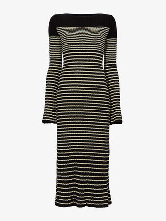 Still Life image of Boucle Mini Stripe Knit Dress in BLACK MULTI