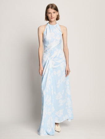 Front full length image of model wearing Floral Garment Printed Dress in BLUE MULTI