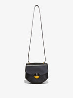 Front image of Mini Round Dia in BLACK with strap extended