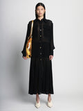 Image of model wearing Metallic Drawstring Tote in GOLD