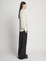 Side image of Sheer Pleated Flou Top in WHITE