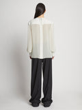 Back image of Sheer Pleated Flou Top in WHITE