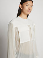 Detail image of Sheer Pleated Flou Top in WHITE