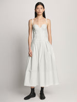 Front full length image of model wearing Poplin Bustier Dress in WHITE