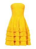 Still Life image of Textured Fringe Knit Sculpted Dress in LEMON