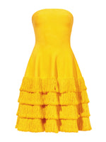 Still Life image of Textured Fringe Knit Sculpted Dress in LEMON