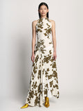 Front full length image of model wearing Floral Garment Printed Dress in ECRU MULTI