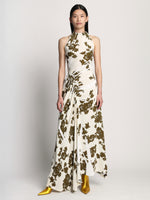 Front full length image of model wearing Floral Garment Printed Dress in ECRU MULTI