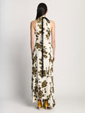 Back full length image of model wearing Floral Garment Printed Dress in ECRU MULTI