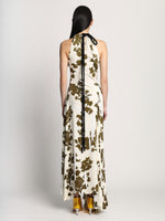 Back full length image of model wearing Floral Garment Printed Dress in ECRU MULTI