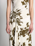 Detail image of model wearing Floral Garment Printed Dress in ECRU MULTI