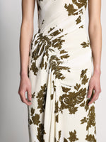 Detail image of model wearing Floral Garment Printed Dress in ECRU MULTI