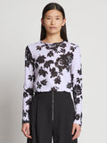 Front cropped image of model wearing Printed Floral T-Shirt in PURPLE MULTI