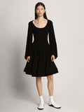 Front full length image of model wearing Viscose Crepe Jersey Dress in BLACK