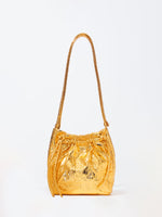 Front image of Metallic Drawstring Pouch in GOLD