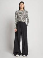Front full length image of model wearing Printed Floral T-Shirt in BLACK MULTI