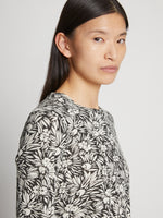 Detail image of model wearing Printed Floral T-Shirt in BLACK MULTI