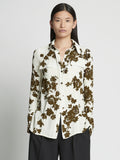 Front cropped image of model wearing Floral Garment Printed Shirt in ECRU MULTI