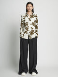 Front full length image of model wearing Floral Garment Printed Shirt in ECRU MULTI