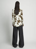 Back full length image of model wearing Floral Garment Printed Shirt in ECRU MULTI