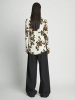 Back full length image of model wearing Floral Garment Printed Shirt in ECRU MULTI