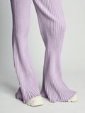 Detail image of model wearing Velvet Rib Knit Pants in LIGHT LAVENDER