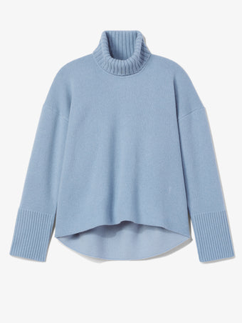 Flat image of Doubleface Cashmere Oversized Turtleneck in light blue