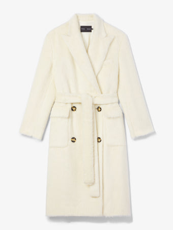 Flat image of Brushed Alpaca Coat in ecru