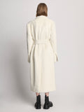 Back image of model wearing Brushed Alpaca Coat in ecru