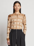 Cropped front image of model wearing Tie Dye T-Shirt in brown multi