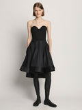 Front image of model wearing Silk Nylon Taffeta Bustier Dress in black